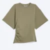 Draped Fitted T-Shirt – Dusty Khaki Green