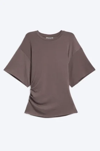 Draped Fitted T-Shirt – Dusty Plum