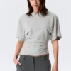 Draped Fitted T-Shirt – Grey Melange
