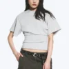 Draped Fitted T-Shirt – Grey Melange