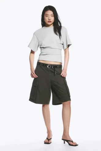 Draped Fitted T-Shirt – Grey Melange