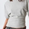 Draped Fitted T-Shirt – Grey Melange