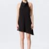Draped Halter Cowl Neck Midi Dress – Black