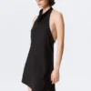 Draped Halter Cowl Neck Midi Dress – Black