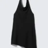 Draped Halter Cowl Neck Midi Dress – Black