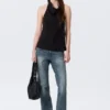 Draped Halter Cowl-Neck Top – Black