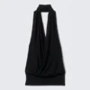Draped Halter Jersey Top – Black