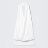 Draped Halter Jersey Top – White