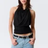 Draped Halter Top – Black