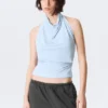 Draped Halter Top – Light Blue