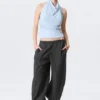 Draped Halter Top – Light Blue