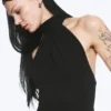 Draped Halterneck Top – Black