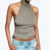Draped Halterneck Top – Dusty Mole