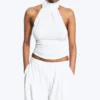 Draped Halterneck Top – White