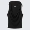 Draped Hooded Sleeveless Lyocell Top – Black