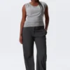 Draped Hooded Sleeveless Lyocell Top – Grey Melange