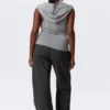 Draped Hooded Sleeveless Lyocell Top – Grey Melange