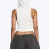Draped Hooded Sleeveless Lyocell Top – White