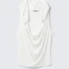 Draped Hooded Sleeveless Lyocell Top – White