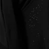 Draped Rhinestone Waterfall Top – Black