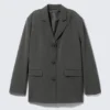 Draped Suiting Blazer – Dark Grey Melange