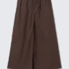 Drawstring Cotton Canvas Maxi Skirt – Dark Brown