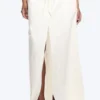 Drawstring Cotton Canvas Maxi Skirt – White