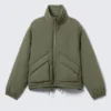 Drawstring Nylon Puffer Jacket – Sage Green