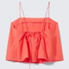Drawstring Poplin Strap Top – Light Red