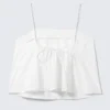 Drawstring Poplin Strap Top – White