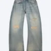 Drift Low Rise Loose Barrel Jeans – Mid Blue – Medium Blue