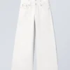 Dual High Waisted Loose Wide Jeans – White