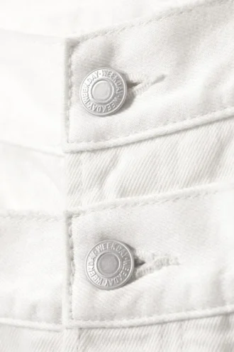 Dual High Waisted Loose Wide Jeans – White