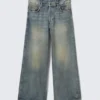 Dual Waistband Wide Leg Jeans – Arizona Blue – Medium Blue
