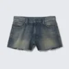 Duchess Low Rise Distressed Mini Denim Shorts – Baltic Blue – Dark Blue