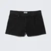 Duchess Low Rise Distressed Mini Denim Shorts – Black Rinse – Black