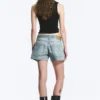 Duchess Low Rise Distressed Mini Denim Shorts – Port Blue – Light Blue