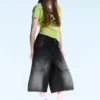 Dunno Unisex Loose Fit Carpenter Jorts – Black Web – Black | Cheap Monday Gb