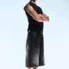 Dunno Unisex Loose Fit Carpenter Jorts – Black Web – Black | Cheap Monday Gb