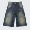 Dunno Unisex Loose Fit Carpenter Jorts – Canyon Blue – Dark Blue | Cheap Monday Gb