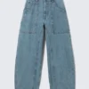 Dunno Unisex Low Rise Loose Barrel Jeans – 02 Blue – Medium Blue | Cheap Monday Gb