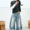 Dunno Unisex Low Rise Loose Barrel Jeans – Cloudy Blue – Medium Blue | Cheap Monday Gb