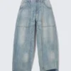 Dunno Unisex Low Rise Loose Barrel Jeans – Cloudy Blue – Medium Blue | Cheap Monday Gb
