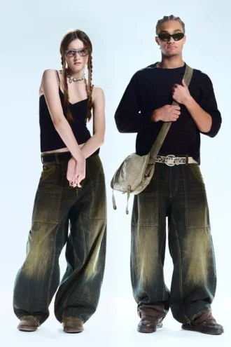 dunno unisex low rise loose barrel jeans washed sulfur dark khaki cheap monday gb 1 330x495 - Dunno Unisex Low Rise Loose Barrel Jeans - Washed Sulfur - Dark Khaki | Cheap Monday Gb