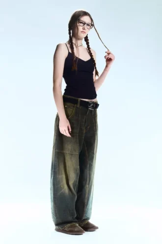 dunno unisex low rise loose barrel jeans washed sulfur dark khaki cheap monday gb 2 330x495 - Dunno Unisex Low Rise Loose Barrel Jeans - Washed Sulfur - Dark Khaki | Cheap Monday Gb