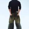 Dunno Unisex Low Rise Loose Barrel Jeans – Washed Sulfur – Dark Khaki | Cheap Monday Gb