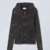 Dyed Fitted Zip Hoodie – Dyed Black
