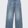 Dynasty Low Rise Loose Wide Jeans – Blue Stream – Medium Blue