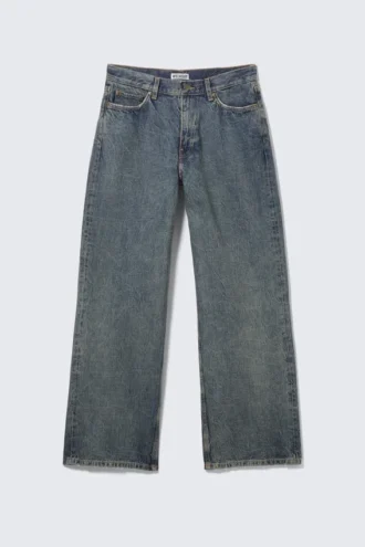 Dynasty Low Rise Loose Wide Leg Jeans – Tuscon Blue – Medium Blue