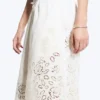 Embroidered Knee Length Cotton Shorts – White